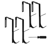 KINBOM 4 Piezas Ganchos de Puerta, Ganchos de Metal Ajustables para Cubículos Dobles Perchas con Destornillador de Cruz Juego de Suspensión de Partición Universal para Paneles de 3,54 x 9 cm (Negro)