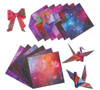 KINBOM 50 piezas de 15 x 15 cm Origami Papel, hermoso doble cara noche Navidad superior papel de scrapbooking con 12 signos del zodiaco motivos de espacio extraatmosférico para niños DIY