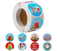 KINBOM 500 Piezas 3,8cm Pegatinas de Sellado de Navidad, Autoadhesivas Pegatinas de Navidad Redondas Etiquetas Decorativas para Fiestas de Festivales Decoración (8 Patrones)