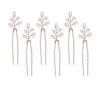 KINBOM 6 Piezas Horquillas de Hojas Doradas, Horquillas de Perlas Horquillas Perlas Novia Accesorios para Cabello Boda para Novias Damas de Honor Mujeres Niñas (Oro Rosa)