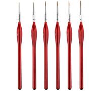 KINBOM 6 Piezas Pinceles y Brochas, Juego de Pinceles Pinceles Acrilico Miniature Paint Brushes para Pintura Acrílica Manualidades en Miniatura Pintura Al Óleo Acuarela (Rojo, 3 Especificaciones)