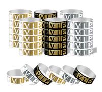 KINBOM 600 Piezas Pulseras de Fiesta para Eventos, 0,75 x 10 Pulgadas Pulseras de Papel Impermeables Pulseras para Eventos Vip para Conciertos Parques Festivales (Oro, Plata, Oro Negro)