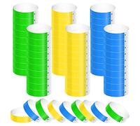 KINBOM 600 Piezas Pulseras Identificativas de Neón, Impermeables Brazalete Papel Pulseras para Eventos Coloridas Pulseras para Fiestas Brazaletes para Eventos Conciertos Ferias(Verde, Amarillo, Azul)