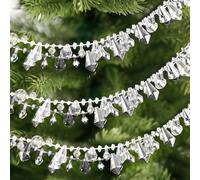 KINBOM Clear Iridescent Bead Garland, 5m Guirnalda Cuentas Iridiscentes Transparentes Hilo Cuentas Torcidas para Árbol Navidad para Árbol de Navidad Mesa en Casa Fiesta Boda Puerta de Ventana(Plata)
