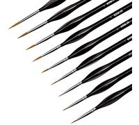 KINBOM Juego de 9 Pinceles de Pintura en Miniatura, Pincel de Pintura de Detalle Fino, Juego de brochas para acrílico, Acuarela, óleo, Cara, uñas, Pintura de maquetas, Dibujo de líneas (Negro)
