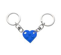 KINBOM Juego de Llavero de Corazón, 2 Piezas Keychain Heart Couple Keychain Llaveros de Pareja Decoraciones de Corazón Pequeño para Fiesta, Regalo de San Valentín para Novia Novio (Azul)