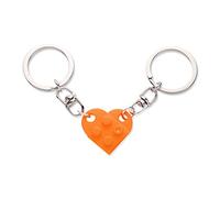 KINBOM Juego de Llavero de Corazón, 2 Piezas Keychain Heart Couple Keychain Llaveros de Pareja Decoraciones de Corazón Pequeño para Fiesta, Regalo de San Valentín para Novia Novio (Naranja)