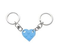 KINBOM Juego de Llavero de Corazón, 2 Piezas Keychain Heart Couple Keychain Llaveros de Pareja Decoraciones de Corazón Pequeño para Fiesta, Regalo de San Valentín para Novia Novio (Azul claro)