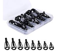 KINBOM Kit de Reparación de Caña de Pescar, 1,8-3,2mm Acero Anillo de Punta de Caña de Pescar con Plástico Caja Punta de Caña de Pescar para Agua Dulce Agua Salada Amantes de Pesca (Negro, 8 Tamaños)