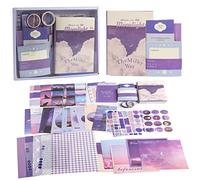 KINBOM Scrapbooking Materiales kit, Púrpura Scrapbooking Kit Niña de Álbumes de Recortes con Papelería Diario Suministros Cuaderno de Cuadrícula A6 para Niñas Bricolaje Regalo (Luz de Luna)