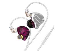 KINBOOFI KZ ZS10 Pro - Auriculares KZ en el oído in Ear Monitor IEM HiFi con 5 Controladores 4BA 1DD con Cable Desmontable de 0,75 mm de 2 Pines para Cantante músico Baterista (Morado con micrófono)