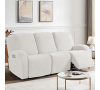 KinCam Funda Sillon Relax reclinable, Funda para Sillón Relax de Jacquard, Funda Sillon orejero Funda Elástica con Bolsillo para Perros y Mascotas, Suave y Lavable Funda Sofa 3 plazas Crema