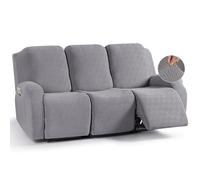 KinCam Funda Sillon Relax reclinable, Funda para Sillón Relax de Jacquard, Funda Sillon orejero Funda Elástica con Bolsillo para Perros y Mascotas, Suave y Lavable Funda Sofa 3 plazas Gris Claro