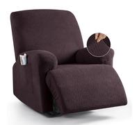 KinCam Funda Sillon Relax reclinable, Funda para Sillón Relax de Jacquard, Funda Sillon orejero Funda Elástica con Bolsillo para Perros y Mascotas, Suave y Lavable Funda Sofa 1 Plaza Café