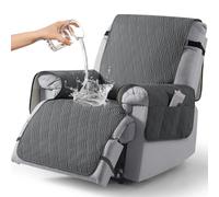 KinCam Funda Sillon Relax reclinable, Impermeable Funda para Sillón Relax con Bolsillo Laterales y Correas elásticas para Perros y Mascotas, Suave y Lavable Sofa 1 Plaza Gris carbón