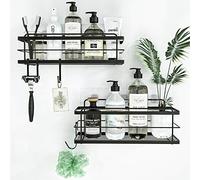 KINCMAX 2x Estanteria Ducha para Baño con Ganchos - Estantería con Adhesivo