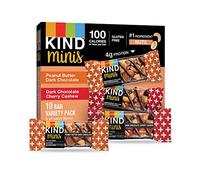 KIND Bar Minis, chocolate negro con mantequilla de maní y anacardo de cereza, paquete variado, sin gluten, 100 calorías, bajo en azúcar, paquete de 80