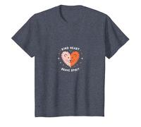 Kind Heart Brave Spirit Lion Inspiracional, jardín de Infantes Camiseta, Niños, Azul Jaspeado, 8 años
