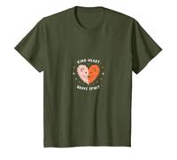 Kind Heart Brave Spirit Lion Inspiracional, jardín de Infantes Camiseta, Niños, Verde Oliva, 2 años