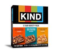 KIND Paquete variado de barras de nueces favoritas, 1.4 onzas, 12 unidades, nueces de chocolate negro y sal marina, mantequilla de cacahuete, chocolate negro, almendra de caramelo y sal marina