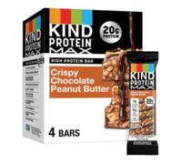KIND Protein MAX - Barras crujientes de chocolate y mantequilla de cacahuete, 20 g de proteínas, aptas para ceto, 1 g de azúcar por barra, sin gluten, 4 unidades