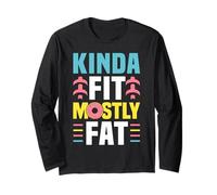 Kinda Fit Mostly Fat Funny Gym Design Manga Larga