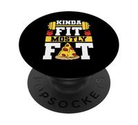 Kinda Fit Mostly Fat Funny Gym Design PopSockets PopGrip Adhesivo