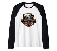 Kinda Fit Sorta Fat Funny Gym Elefante Halterofilia Gordito Camiseta Manga Raglan