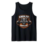 Kinda Fit Sorta Fat Funny Gym Elefante Halterofilia Gordito Camiseta sin Mangas
