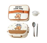 Kinder Brotdose - Edelstahl Behälter Mit Deckeln Und Besteckset,Tragable Mikrowellengeeignete Aufbewahrungsbox Mit Tragetasche - Für Auswegge Kindergarten Vorschule Camping Schule