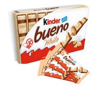 Kinder Bueno White Chocolate Blanco con Relleno Cremoso de Avellana - Pack 10 Unidades - 390g
