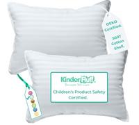 kinder Fluff Almohada Pre-Teen 2X - Almohada Juvenil Hipoalergénica Certificada (no Necesita Funda) Algodón 300 Hilos + Relleno Down Alternative. Kids Pillow Niños 12+ Blanco