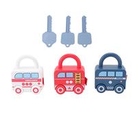 Kinder Lernschlösser Spielzeug Slideable Auto Form Lernspielzeug mit Schlüssel Puzzle Feinmotorik Spielzeug für Jungen und Mädchen ab 6 Monaten PP Plastik 3 Schlüssel 3 Autos