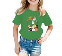 Kinder Shirts & Blusen Kinder Mädchen T-Shirt mit süßem Grafikdruck, Rundhalsausschnitt, kurzärmelig, Sommer, lässig (Green, 7-8 Years)