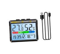 KinderCoring Higrómetro Doméstico con Medidor de Temperatura y Humedad Multifuncional Recordatorio de Confort Ambiental Material Pp Pantalla, Negro