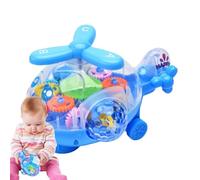 Kinderflugzeugspielzeug - Elektrisches Hubschrauberspielzeug mit Licht & Musik | Transparenter Hubschrauber sichtbaren Zahnrädern | Bump-and-Go Lernspielzeug für Kinder & Kleinkinder, 17 cm, 1 Stückcc