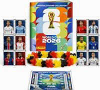 Kinderfreund XXL Set de Colección Copa Mundial 2026 - Álbum Panini + Stickers para Pegar, Calendario de Partidos & Collar de Flores Alemania, Bundle XXL (1 sobre / 13 Stickers)