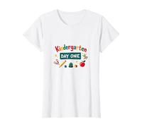 Kindergarten Día Uno: Emocionante Primera Aventura Escolar Camiseta, Mujer, Blanco, L