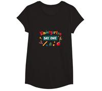 Kindergarten Día Uno: Emocionante Primera Aventura Escolar Camiseta, Niñas, Negro, Grande