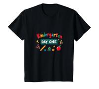Kindergarten Día Uno: Emocionante Primera Aventura Escolar Camiseta, Niños, Negro, 6 años