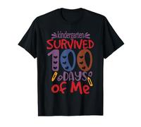 Kindergarten Grade Survived 100 Days of Me Back To School Camiseta gráfica económica