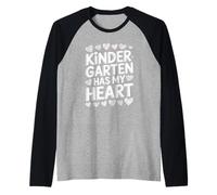 Kindergarten Has My Heart Cute Teacher Apreciación Camiseta Manga Raglan