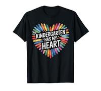 Kindergarten Has My Heart Teacher Classroom Love Colorful Camiseta