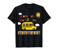 Kindergarten Here I Come 1st Day Boy Emoción Autobús Escolar Camiseta, Hombre, Negro, XXL