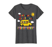 Kindergarten Here I Come 1st Day Boy Emoción Autobús Escolar Camiseta, Mujer, Jaspeado Oscuro, 3XL
