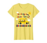 Kindergarten Here I Come 1st Day Boy Emoción Autobús Escolar Camiseta, Mujer, Limón, XL