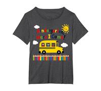 Kindergarten Here I Come 1st Day Boy Emoción Autobús Escolar Camiseta, Mujer Tallas Grandes, Jaspeado Oscuro, 5XL Grande