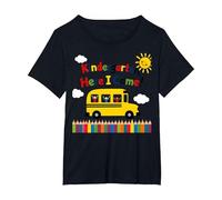 Kindergarten Here I Come 1st Day Boy Emoción Autobús Escolar Camiseta, Mujer Tallas Grandes, Negro, 6XL Grande