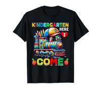 Kindergarten Here I Come Niños Niñas Entrenar De Regreso A La Escuela Camiseta