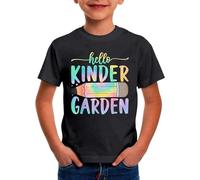 kindergarten hola escuela yo vengo niños primer día de escuela camisetas guardería graduación camisetas, Negro , 6-7 años